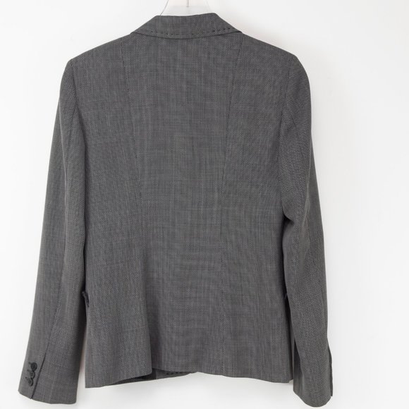 Max Mara Wool Blazer 100% Virgin Wool 3 Button Black White Navy Blue Size 10 - Picture 2 of 10